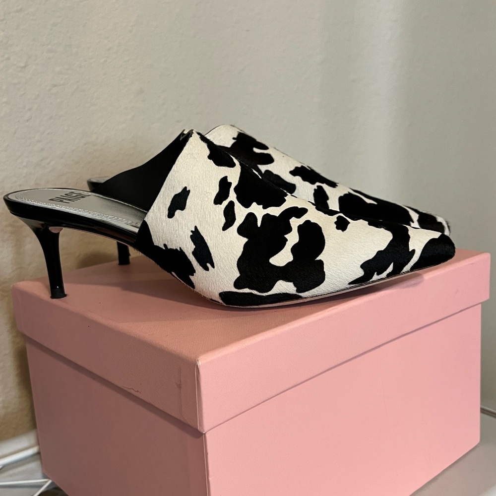 Paige Mohair Black & White Heel Mule